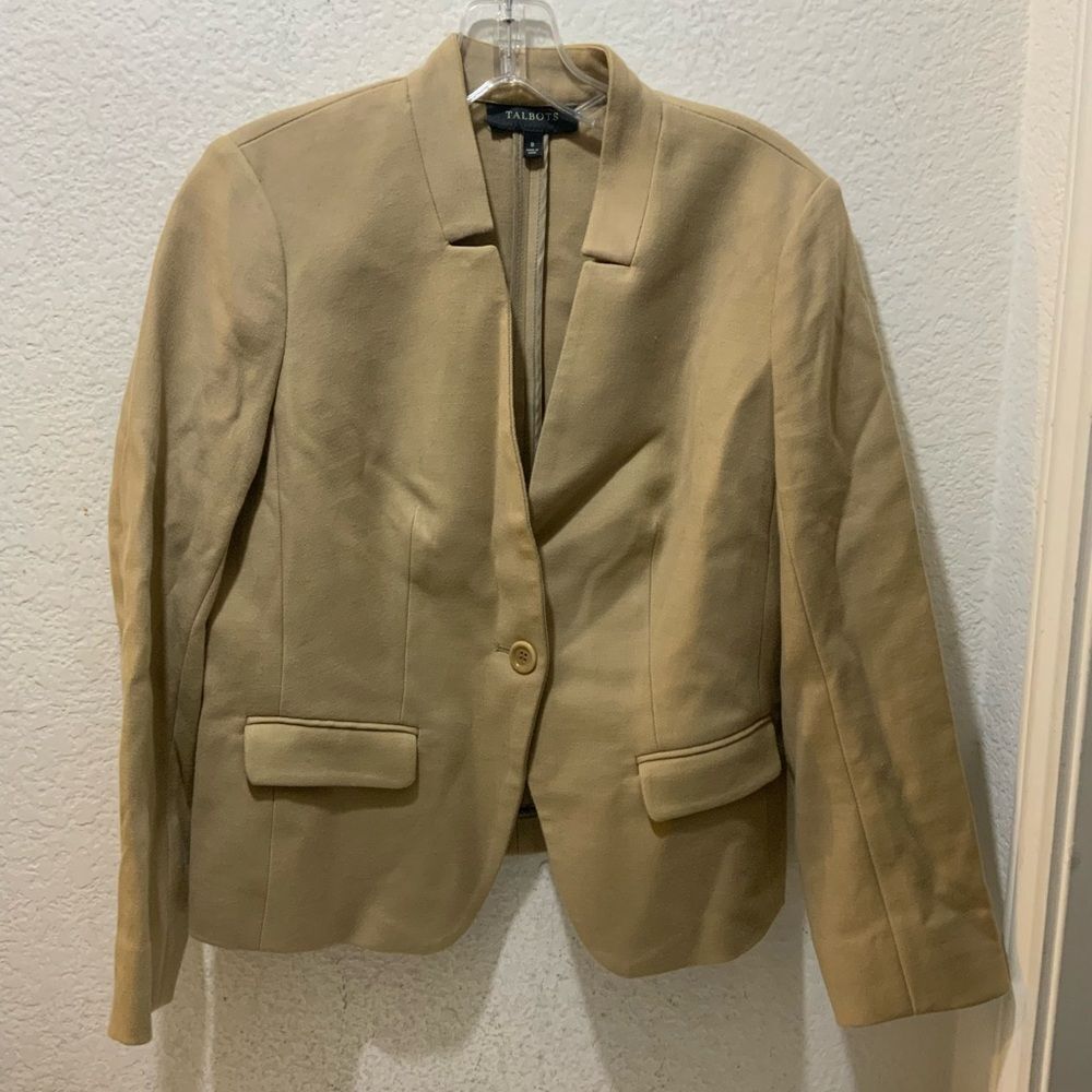 Talbots Women's Beige Tan Cotton Stretch blazer size 8